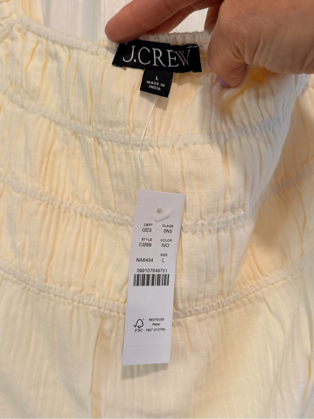 J. Crew Cream Airy gauze tiered maxi dress Cover Up Size L #314 - Picture 9 of 17